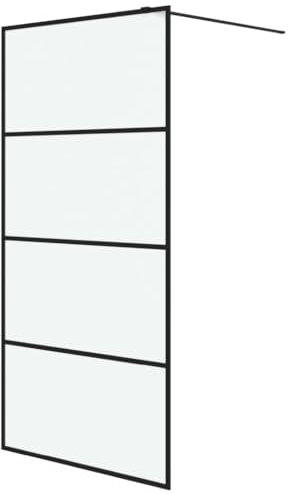 vidaXL Paroi de Douche Ecran Cloison Cabine de Douche Salle de Bain Intérieur Résistance aux Eclaboussures Noir 100x195 cm Verre ESG Dépoli