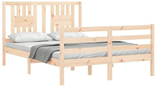 vidaXL Massivholzbett mit Kopfteil 120x200 cm