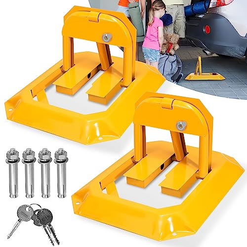 Eulenke 2 Barriere de Parking avec 8 vis d'expansion, arceau parking avec 6 clés, serrure de parking Rabattable, stop parking pour garage, allée