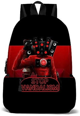 Jilijia Toilet Men Backpack Anime Game Speakerman/Titan TV Man3D Printed Schoolbag Cute Fashion Manga Bookbag Laptop Bag Students Travel Daypack