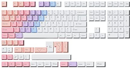 HK GAMING Touches personnalisées | Jeu de touches PBT par sublimation pour clavier mécanique | 139 touches | Profil Cherry | Disposition américaine ANSI | Compatible avec Cherry MX, Gateron, Kailh