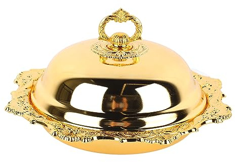 Round Butter Dish with Lid Vintage Butter Serving Plate Gold Butter Cheese Storage Box Butter Container for Refrigerator Countertop Wedding Party