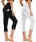 AMIYOYO Capri Leggings Damen mit Taschen 3/4 Sport Leggins High Waist Sporthose Blickdicht Elastisch 7/8 Yoga Hose Fitness Laufen für Outdoor 2er Pack(Schwarz+Weiß,S-M=DE34-40)