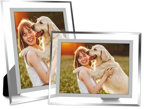 The Stories of Us 5x7 Picture Frames, HD Glass Photo Frame for Tabletop Horizontally or Vertically, 2 Pack
