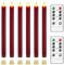 AiiBowy Led Kerzen [6er Set ] Flammenlose Kerze, 24 Stunden Timer Funktion mit Fernbedienung, Batteriebetriebene mit 3D Flamme, Fensterkerzen, Led Stabkerzen Home Deko Weihnachten Party (Rot)