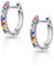 Amberta Lumini Damen 925 Sterling Silber Regenbogen Ohrringe: Silberne Mehrfarben Creolen Ohrringe 10 mm