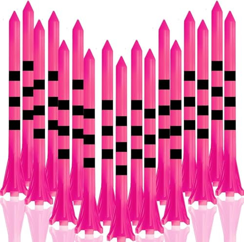 LOVMEAD Golf Tees Kunststoff Unbreakable Lange Kurze 60 Stück, Golf Tee 3 1/4 2 3/4 1 1/2 Inch Flat Stark Dauerhaft für Eisen Schüsse Reduzieren Reibung (Rosa, 83mm)