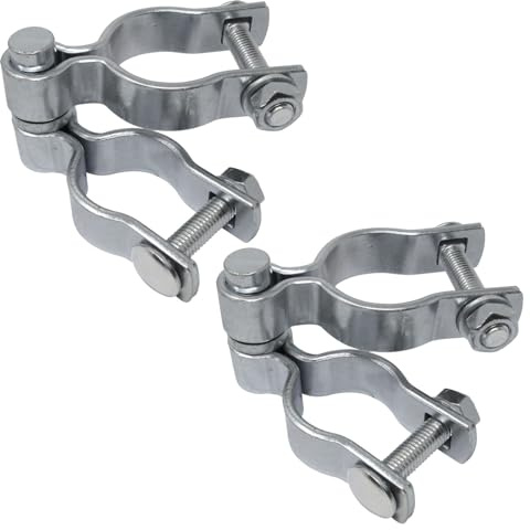 SOTOOLS 2x Torscharnier Rohrrahmenklemme, 42 auf 36 mm, Stahl, verzinkt | 2-teilig mit Rohrrahmenklemme, silberfarbig, galvanisch verzinkt.