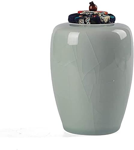 GLJTUO Ceramic Retro Closed Pot, Contemporary Kitchen Pot With Sealed Sealed Bamboo Cover, Tea, Coffee Beans, Sugar, Marble Food Storage Tank (B)