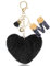 MWOOT Cœur Pom pom Porte-clés, Peluche Porte-clés pour Femmes Sac à Dos Bourse Clef de voiture Sac, avec Résine Nom lettre M Noir
