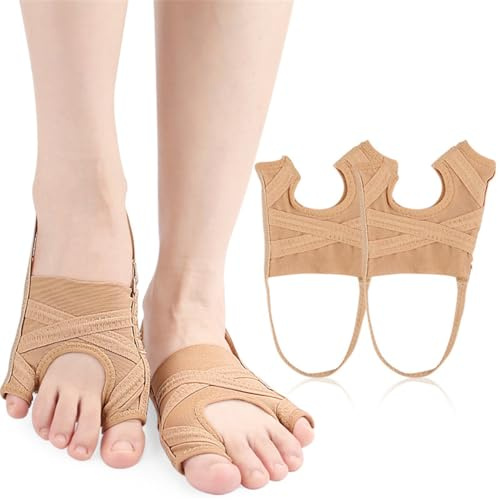 Bunion Corrector, Adjustable Big Toe and Tail Toe Separator Orthopedic Bunion Splint Brace, Hammer Toe Straightener Bunion Relief, Breathable Bunion Socks Sleeves for Women Men, Day Night Support (S)