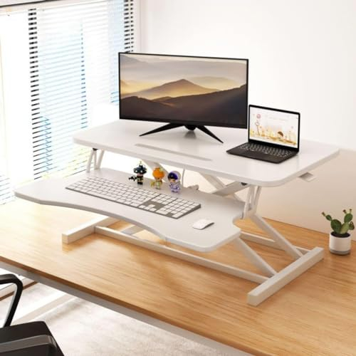 Höhenverstellbarer Stehpult-Konverter – ergonomischer Sitz-Steh-Arbeitsplatz, Hubhöhe von 13 bis 50 cm, hält bis zu 15 kg – perfekt für ein komfortables und produktives Arbeitserlebnis. (Holzfarbe)