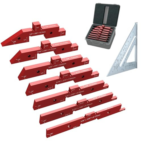 Yqwwda Set up Blocks for Woodworking, 7 Pcs Precision Aluminum Router Table Setup Bars(Each Block has Different Thickness), Setup Blocks for Woodworking and Router Table Saw Accessories