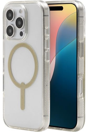 ZAGG Milan Snap Graphene-Reinforced Case for iPhone 16 Pro [6.3-Inch], MagSafe Compatible, Anti-Yellowing, Slim Design, Secure Grip, Fashion-Forward, Shockproof Phone Back Cover (Gold Glitter)