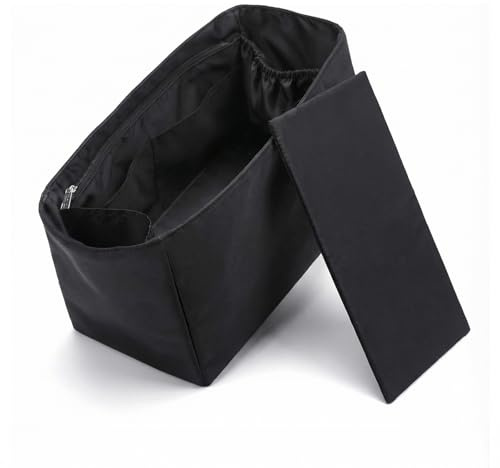 Volcuna Wasserabweisender Nylon-Organizer-Einsatz (schwarz, groß) | Volcuna Geldbörsen-Organizer mit Reißverschlusstasche und Bodenformer für Neverfull Speedy Tragetasche