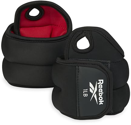 Reebok Handgelenkgewichte, tragbare Gewichte mit Daumenschlaufe für Arm-Fitness, Boxen, Yoga, Wandern und mehr, Polyester-Spandex-Handgelenkbandagen, Heim-Workout-Essentials & Fitness-Zubehör für