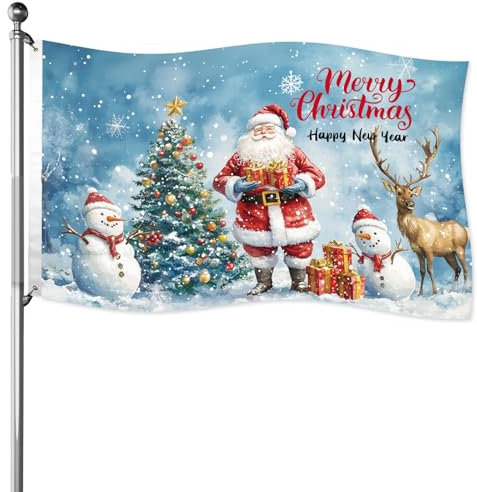 Gosknor Weihnachts Flagge, 150x90cm Doppelseitige Frohe Weihnachten-Flaggen für Draußen Frohes Neues Jahr-Flaggen Dekorative Weihnachtsflaggen Perfekte Weihnachtsdekoration für Haus Hof und Garten