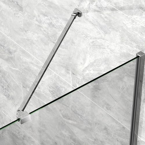 S'AFIELINA Duschkabine Stabilisator, Aluminiumlegierung Stabilisierungsstange für Duschwand Glasdicke 5-6 mm, Wandhalterung Einstelllänge 500 mm Glashalter um 180 °(2 Stück)