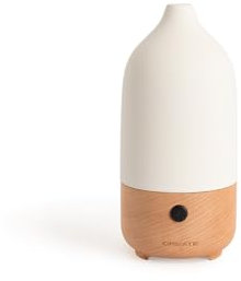 CREATE/AROMA CERAMIC/Aroma-Diffusor und Mini-Luftbefeuchter mit Beleuchtung Cremeweiß / 100ml Behälter, für Räume bis 20-35 m², 7 LED-Lichtfarben, Aromatherapie-Funktion, 5W