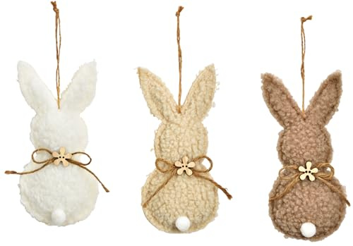 Hänger Ostern Hase Osterhase Natur aus Textil (3er Set) H:15 cm - Osterdeko, Geschenkanhänger Ostern, Frühlingsdeko, Osterhase