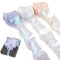 Crafans Schillernde Organzabänder, glitzerndes Polyester-Organzaband, 60 mm breit, schimmernd, durchscheinend, Chiffonbänder für Geschenkverpackungen, Hochzeit, Pfirsichpuff/Violett/Weiß, 3 Rollen