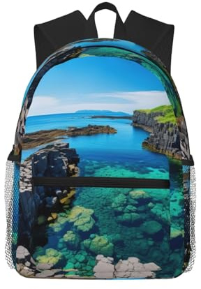 Jeju Island Korea-Druck, bequemer Rucksack, leichter Tagesrucksack für Reisen, Arbeit, Wochenendurlaub, Schwarz , One size