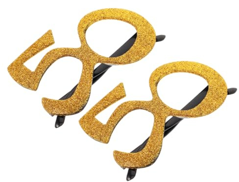 Holibanna Foto Requisiten Kreative und Originelle Party Accessoires Wiederverwendbare 2 Stück Zahl Brillen aus Abs Kunststoff in Gold für Geburtstagsfeiern und Hochzeiten