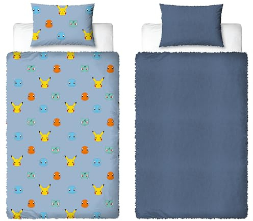 Pokemon Official Single Fleece Duvet Cover Set | Super Soft and Warm | Official Gaming Merchandise Bedding | Reversible 2 Sided Winter Cosy Kids Bedding Cover Including Matching Pillow Cases