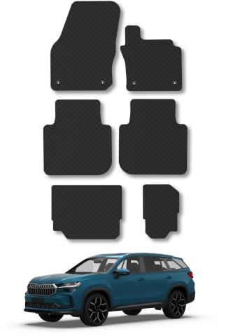 Skoda Kodiaq (2024+) [7 Seat] 3mm Rubber Car Mats | Tailored Fit Durable Floor Mats Full Coverage Protection Waterproof Accessories Easy Clean Anti Slip Made in the UK