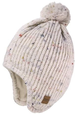 maximo Kids-Mütze, ausgenäht Rippe mit Zopf, Pompon, Futter Made in Germany