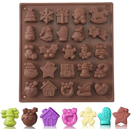 2 Stück Silikonform Weihnachten Schokolade,Schokoladenform Weihnachten,Weihnachts Schokoladenform Silikon,Für Die Herstellung Von Schokolade Gelee Eiswürfel(Braun)