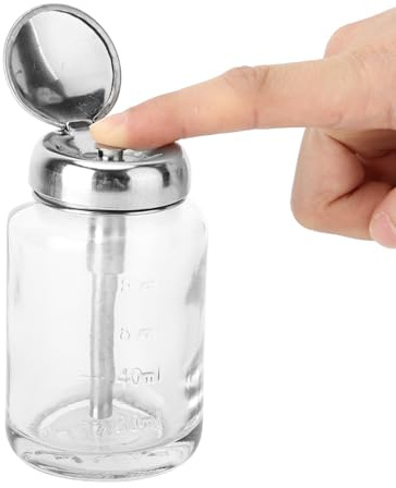 Hamwesh Nagellackentfernungspumpe, 80 Ml Glas Professioneller Presse Down Pumpspender Nachfüllbarer Nagelkunstentferner für Alkohol Aceton Toner (Drücken Sie die Flasche)