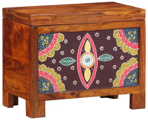 HETFTJN Boho Sideboard 50x30x40 cm Akazie massiv Mehrfarbig mit geometrischen Einlagen Modernes vitrine Buffet für Living Room küche Flur