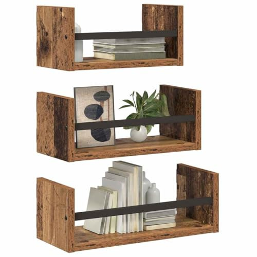 vidaXL Wandregal-Set 3 STK. Altholz 40x16x14cm Holzwerkstoff