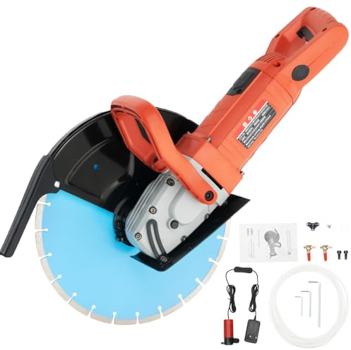 5800W Electric Circular Saw, 3800R/Min Concrete Disc Cutter Cut Off Saw Cutting Machine Diamond Dry Wall Chaser Slotter Stone and Brick Cutter, Adjustable Depth for Cutting Brick Granite Marble