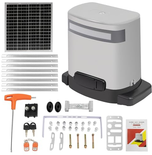 Furvveerr Motore Cancello Scorrevole 800kg Apricancello per Garage Elettrico 24V Porte Scorrevoli per Operatore,Telecomando Porte da Garage,Sensore Umano Infrarosso+Controllo Cellulare+Pannello Solare