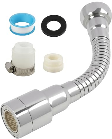 Rallonge de robinet flexible de 14 cm, rallonge de robinet rotative avec 2 modes, embout, rotation à 360 °, pour cuisine, avec raccord universel