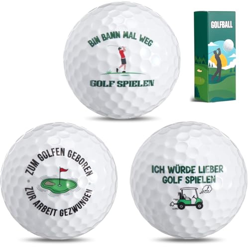 BBTO 3er Pack Golfbälle mit Geschenkbox für Golfer Vatertag Geburtstag | 3 Lustige Golfbälle in Geschenkbox, Geschenkidee für Vater, Freunde, Kollegen, Weihnachten, Geburtstag, Vatertag