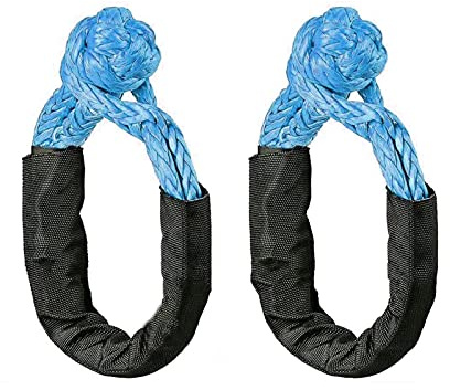 Corde de Treuil, Corde à manille souple synthétique for remorquage hors route, accessoires de récupération treuil ATV avec manchon protection, sangle remorque Portable 2 pièces(Blauw)