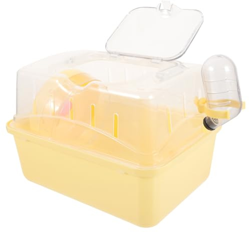 Lurrose Cage de Transport Espace Spacieux pour Hamster Jaune en Plastique Grosse Fenêtre Panoramique et Design Pratique pour Voyage et Randonnée