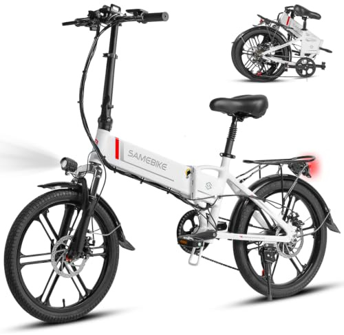 SAMEBIKE Klappbares Pedelec mit Pedalen 20 Faltbares E-Bike 48V 10AH Abnehmbarer Akku City Commuter Ebike 250W bürstenlosem Motor 70-80KM Reichweite Elektrofahrrad Faltrad IP54 wasserdicht
