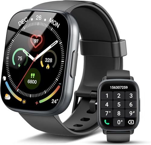 Smart Watch for Men Women Answer/Make Calls, 1.95 Fitness Watch with HD Touch Screen, Smartwatch with Heart Rate/Sleep Monitor, 110+ Sports, IP68 Waterproof Activity Tracker for Android iOS, Black