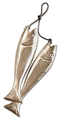 Loberon Deko-Fische 2er Set Sardine's, Maritime Dekoidee, in Handarbeit Gefertigt, Wohn-Accessoires, Dekoobjekte, Aluminium, Silber