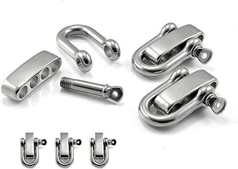 Ganzoo 3er SET Schäkel aus Edelstahl mit verstellbarem Verschluss für Paracord Armbänder, Kordeln etc., Farbe: silber - Marke