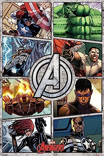 The Avengers Comic Panels Maxi Poster, Holz, Mehrfarbig