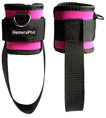 HemeraPhit Exercise Machine Attachment Ankle Cuff Adjustable Ankle Straps Workout Leg Training Bodybuilding Gym Equipment, 1Pair(Pink)