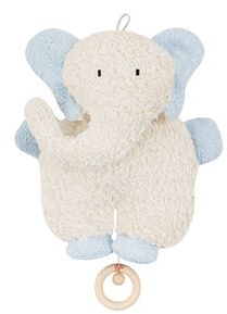 Efie Bio - Spieluhr Elefant hellblau - kontrolliert biologischer Anbau (organic) - Made in Germany - GOTS zertifiziert – nachhaltig - Melodie (Weißt du wie viele Sternlein stehen)