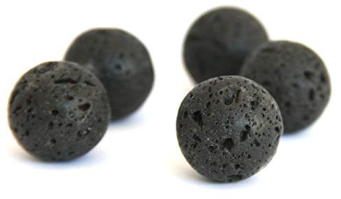 Perlin - Edelstein Lava Perlen 10/8/6/4 mm Rund Lavaperlen Schwarz Stein Naturstein Strang Schmuckperlen Halbedelstein für Schmuck Kette Armband (6mm 60stk 1 Strang)