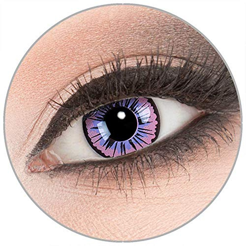 Farbige 'Purple Fee' Kontaktlinsen von 'Evil Lens' zu Fasching Karneval Halloween 1 Paar lila Crazy Fun Kontaktlinsen mit Behälter ohne Stärke
