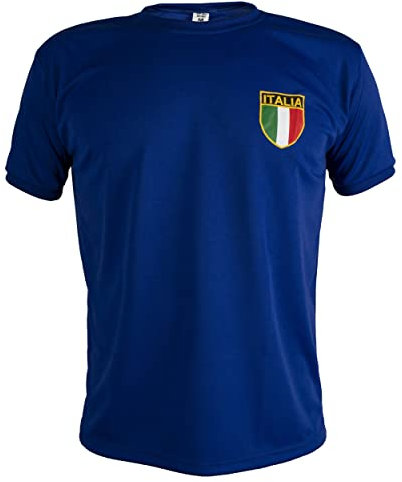JL Sport Italy Shirt Retro Football Short Sleeve Mens Top - S Blue